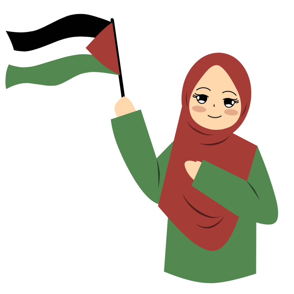 Girl waving palestine flag 33541191 PNG